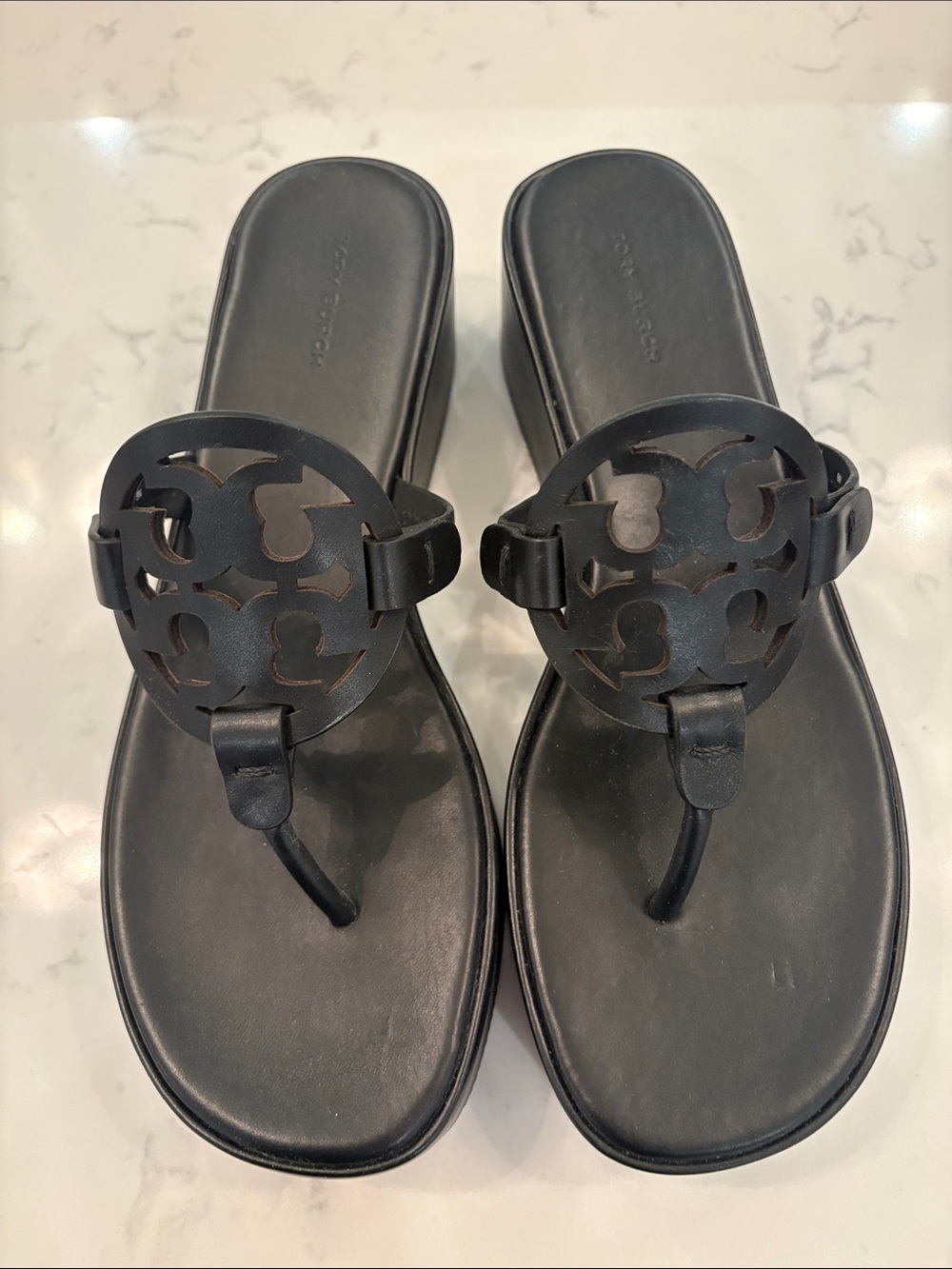 Tory Burch Black Miller Cutout Thong Sandals